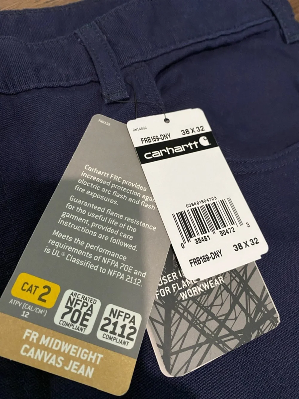 Carhartt Mens NWT Navy Flame Resistant Cat 2 Canvas Work Pants Lot( x2) 38 X 32 - Picture 11 of 15